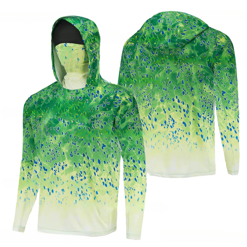 Performance Fishing Hoodie with Face Cover - Long Sleeve Sun Protection