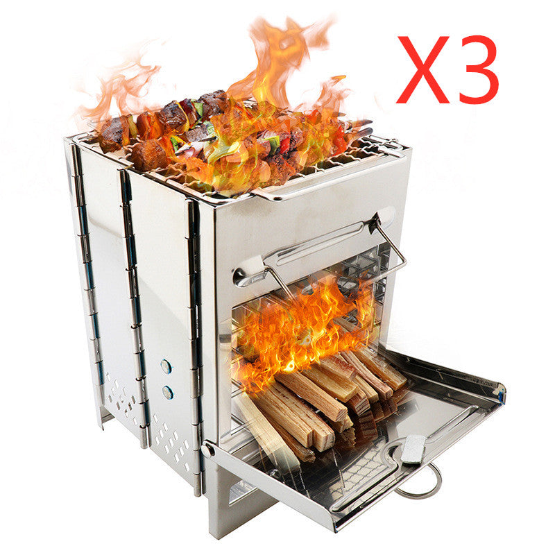 Portable Folding Wood Stove - Lightweight Camping Stove for Outdoor Cooking
