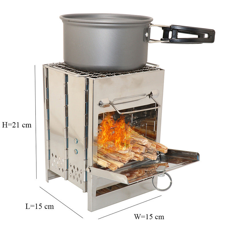 Portable Folding Wood Stove - Lightweight Camping Stove for Outdoor Cooking