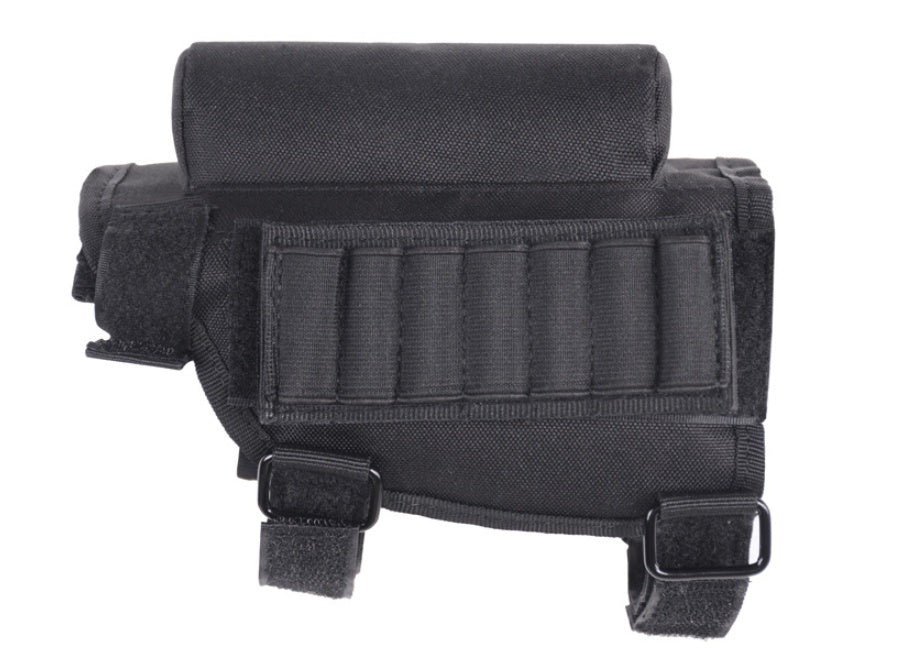 Adjustable Tactical Buttstock Cheek Rest with Ammo Pouch - Rifle & Shotgun Accessory