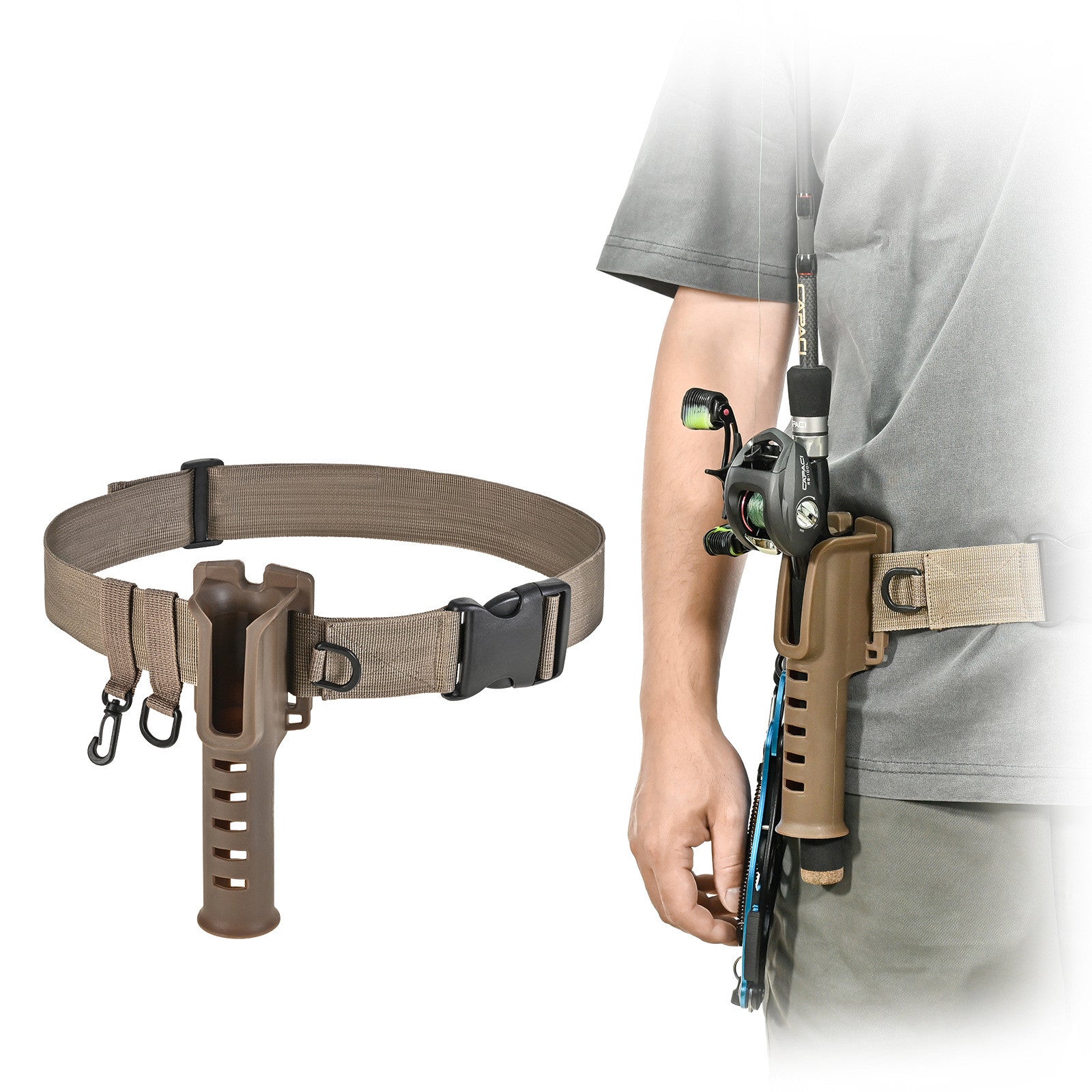 Fishing Rod Belt Bracket - Hands-Free Pole Holder for Waist