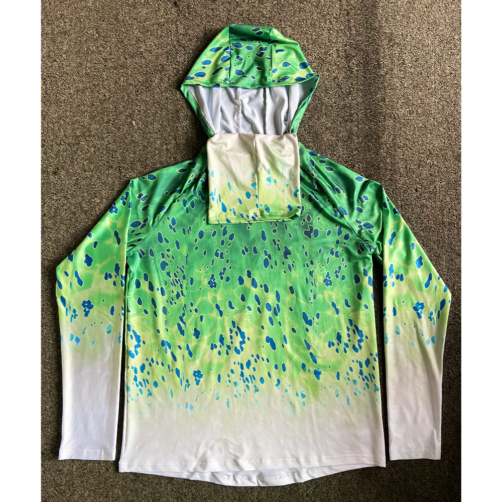Performance Fishing Hoodie with Face Cover - Long Sleeve Sun Protection